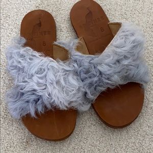 brother vellies sandals with mohair trim